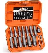 16PCS 3/8" Drive Deep Bolt Extractor Set, Impact Bolt Nut Remover Set, Stripped Lug Nut Extractio...
