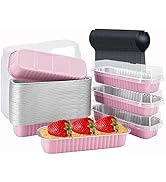 Mini Loaf Pans With Lids 50 Pack,LNYZQUS 6.8oz Rectangle Aluminum Foil Baking Pans Tins Container...