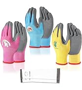 SLARMOR Kids-Gardening-Gloves for Age 3-12, Rubber-Coated Garden Yard Work-Gloves for Children To...
