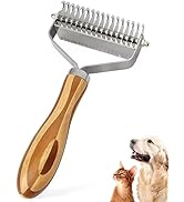 Histotree 2-in-1 Pet Dematting Comb with Bamboo Handle Double Sided Dematting&Deshedding Undercoa...