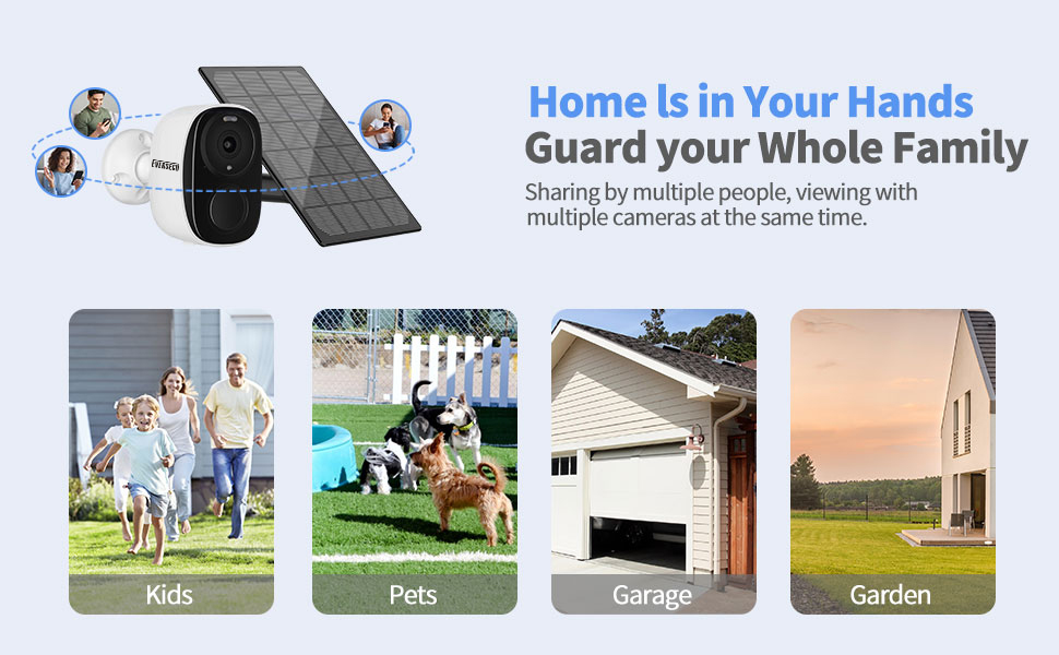 EVERSECU 2K 3MP Solar-Powered Wireless Security Camera Support Pairing Via Bluetooth