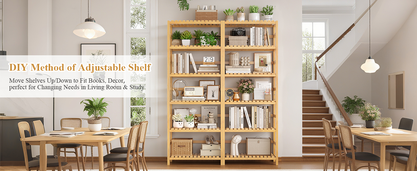 FOTOSOK 6-Tier Bamboo Shelf