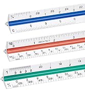 Nicunom 3 Pack Architectural Scale Ruler, 12" Triangular Architect Scale Aluminum Color-Coded Gro...