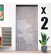 2 Pack 39 x 79 Inch Beaded Curtain String Door Curtains, Hippie Room Decor Beaded Curtains for Do...