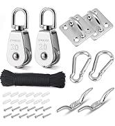 TooTaci Pulley System Set, M20 Crane Pulleys for Lifting with Rope, 304 Stainless Steel Block and...