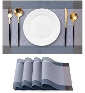 CADONO Placemats Set of 4 Washable Indoor/Outdoor Vinyl Place Mats for Dining Table Durable Non-S...