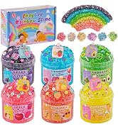 Okaybee 6 Pack Bingsu Crunchy Slime Kit, Rainbow Slime for Kids, with Cute Slime Charms & Add-ins...