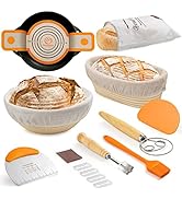 Banneton Bread Proofing Basket Set, 10 Inch Oval & 9 Inch Round Sourdough bread baking supplies w...