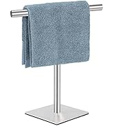 Hand Towel Holder, Stainless Steel Hand Towel Stand T-Shaped Silver Brushed Finish Freestanding R...
