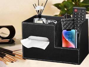 Square Tissue Box Cover with Storage Tray