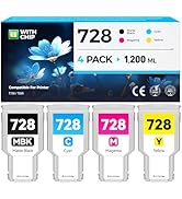 728 Ink Cartridges set 4-Pack High Yield Replacement for HP 728 Ink F9J68A F9K17A F9K16A F9K15A C...