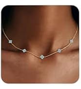 KELAIEN Birthstone Four Leaf Clover Necklace for Women