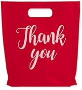 Slomg 100 Pcs Thank You Plastic Bags for Small Business, 9 x 11 in Pink Reusable Retail Shopping ...