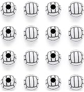 50pcs Silicone Sports Beads - 15mm Acrylic Volleyball Round Loose Beads with Big Hole for DIY Nec...