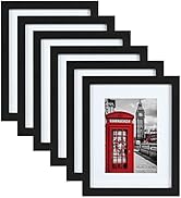 PEALSN 11x14 Picture Frame Set of 6, Display Pictures 8x10 with Mat or 11x14 without Mat for Wall...