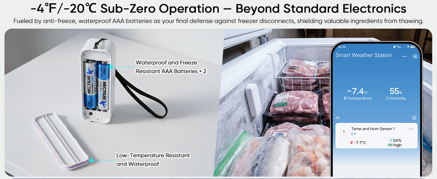 WiFi Freezer Thermometer with App Alarm