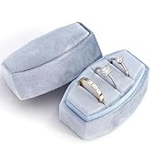 WantGor Velvet Ring Box, 3 Slots Jewelry Ring Gift Boxs Three Rings Holder Box Vintage Ring Displ...