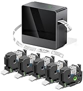 EazeID Label Maker with 5PK Clear 24mm Tapes, Bluetooth Label Maker Machine with-Tape, Portable W...