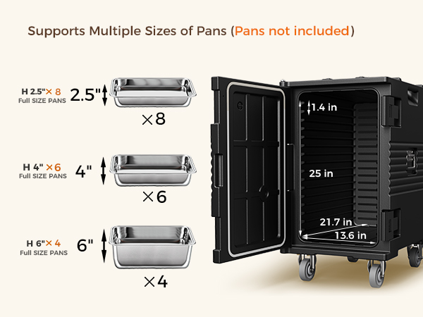 NT126-127Qt insulated food carrier with swivel casters