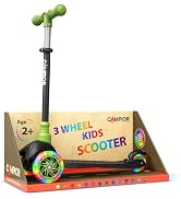 Black & Green Mini 3 Wheel Scooter for Kids – Lean-to-Steer with LED Light-Up Wheels, Adjustable ...