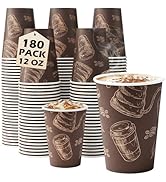 Huifany 12 oz 180 Pack Coffee Cups Disposable Thickened Paper Coffee Cups | Disposable Paper Cups...