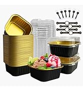OBXMLFY Mini Cake Pans With Lids And Spoons 5 oz 50 Pack Individual Small Cake Aluminum Foil Pans...
