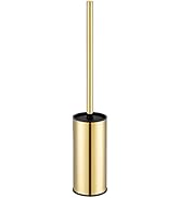 Toilet Brush Holder Gold, Stainless Steel 304 Gold Round Freestanding Toilet Bowl Brush and Holde...