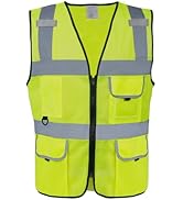 HPHST 5 Pockets High Visibility Reflective Safety Vest,Zipper Front, Meets ANSI/ISEA Standards fo...