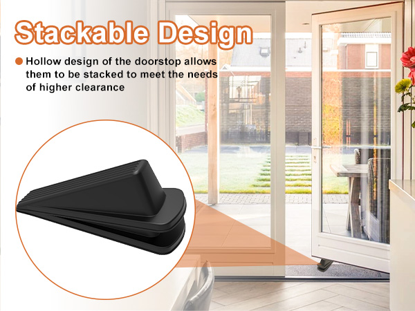the rubber door stopper wedge keeps the door from being blown by the wind