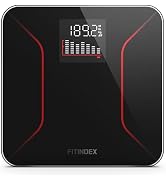 FITINDEX Digital Scale for Body Weight, Bathroom Weighing Scale with Large LED Display for 7-Day ...