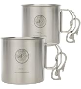 Tactiko 2-Pack 25 oz (750ml) 304 Stainless Steel Camping Mugs with Carabiners - Set of 2 Large Me...