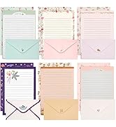 KSIWRE Stationary Paper and Envelopes Set, 36 PCS Lined Stationary Writing Paper with 18 PCS Matc...