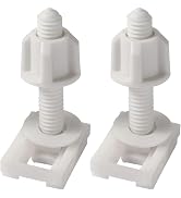 2Pcs White Universal Plastic Toilet Seat Screws and Nuts with Rubber Washers, Hinge Bolts Screws ...