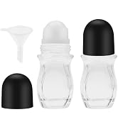 Yasdyri Empty Glass Roller Bottles 2 Pcs Black Clear Empty Glass Essential Oil Roller Bottles Emp...