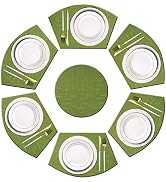 pigchcy Wedge Shaped Placemats Set of 6 with Centerpiece Round Mats Washable Kitchen Placemats He...