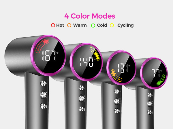 LED display+4modes(Cool/Hair Care/Quick-Dry/Cycle)+2 speeds:see your setting instantly,no guesswork.