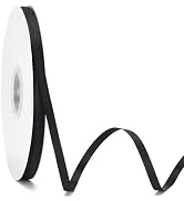 KINGLAKE Black Satin Ribbon - 1/4 Inch x 100 Yards Thin Black Ribbon for Gift Wrapping Black Silk...
