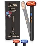 GLO24K 6-in-1 Beauty Therapy Wand for the Face, Eyes, and Neck. Based on Dual LED Light Therapy, ...