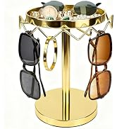 LingLingo Sunglasses Organizer Rotating Stand, Stainless Steel Eye Glasses Holder with Tray, Eye ...