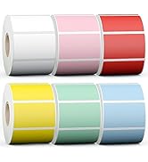 Misofuki 2.25x1.25 6000 Labels Rectangular 6 Colors Direct Thermal Stickers Labels Roll Compatibl...