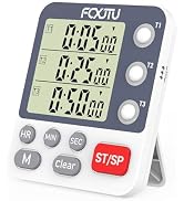 FCXJTU Digital Dual Kitchen Timer, 3-Channel Magnetic Countdown Stopwatch Timer for Cooking, Larg...