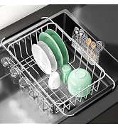 Small Dish Drying Rack in Sink, Extendable Stainless Steel Dish Drainers for Kitchen Counter, Ant...