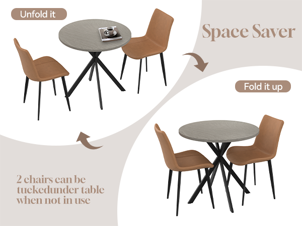 31.5" Round Dining Table Chairs Set for 2