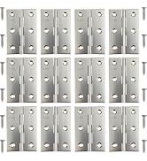 12 Pack 3 Inch Stainless Steel Folding Hinges, Door & Cabinet Hardware with 72 Screws, Folding...