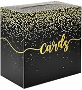 FALIZIFU Black Card Box for Party Gold Foil Gift Card Box Holder for Wedding Birthday Baby Shower...