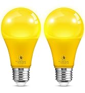 L LOHAS LED Dusk to Dawn Bug Light Bulb Outdoor, A19 Yellow LED Bug Light Bulbs, 9W Auto On/Off B...