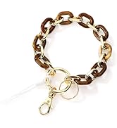 Junyuerly Stylish Wrist Lanyard Keychain Wristlet Key Chains Resin and Hardware Chains Link Gold ...