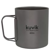 Kuvik Double-Walled Titanium Mug 450ml (15.2 oz) - Ultralight and Compact Mug for Backpacking, Ca...