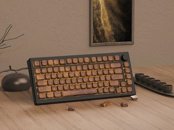 Womier PBT Keycaps - MOA Keycaps 75 Percent, Wood Dye-Sublimation Custom Keyboard Key Cap