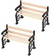 2Pcs Black 1/24 Miniature Park Bench Dollhouse Decoration Accessories Miniature Dollhouse Miniatu...